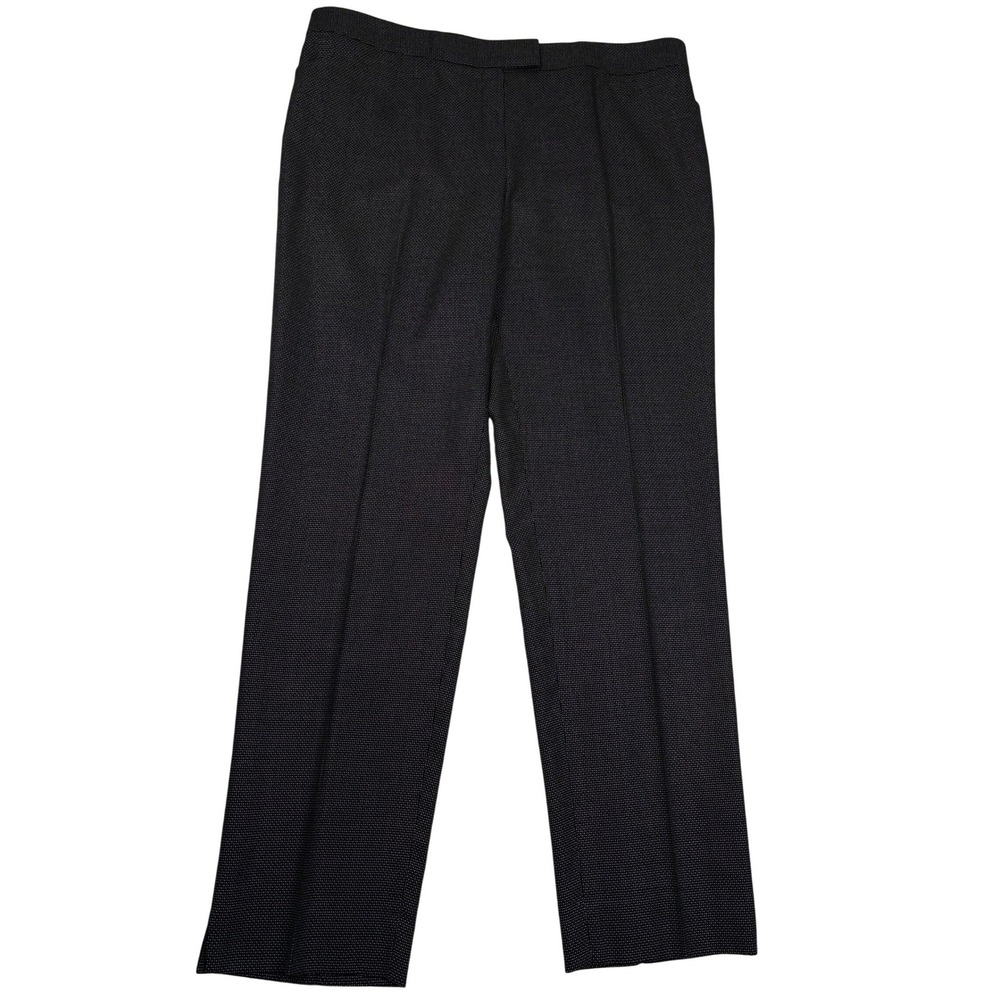 Lafayette 148 New York Irving Wool Silk‎ Blend Straight Leg Pants Black White 14